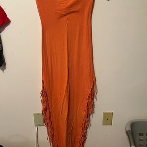 Orange Fringe Maxi Dress